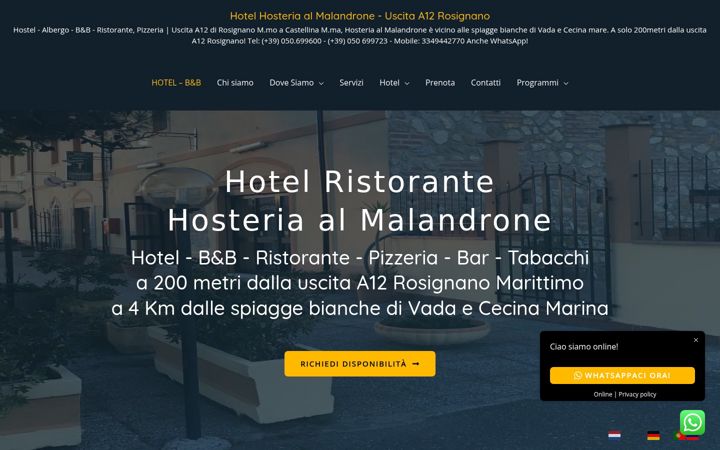 Screenshot stránky hosteriaalmalandrone.com
