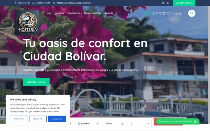 Screenshot of hosteriasanjuandebolivar.com