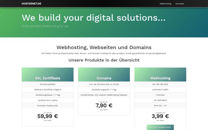 Screenshot of hosternet.de