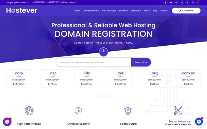 Skjámynd af hostever.com