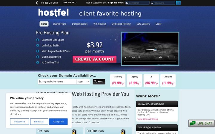Screenshot of hostfel.com