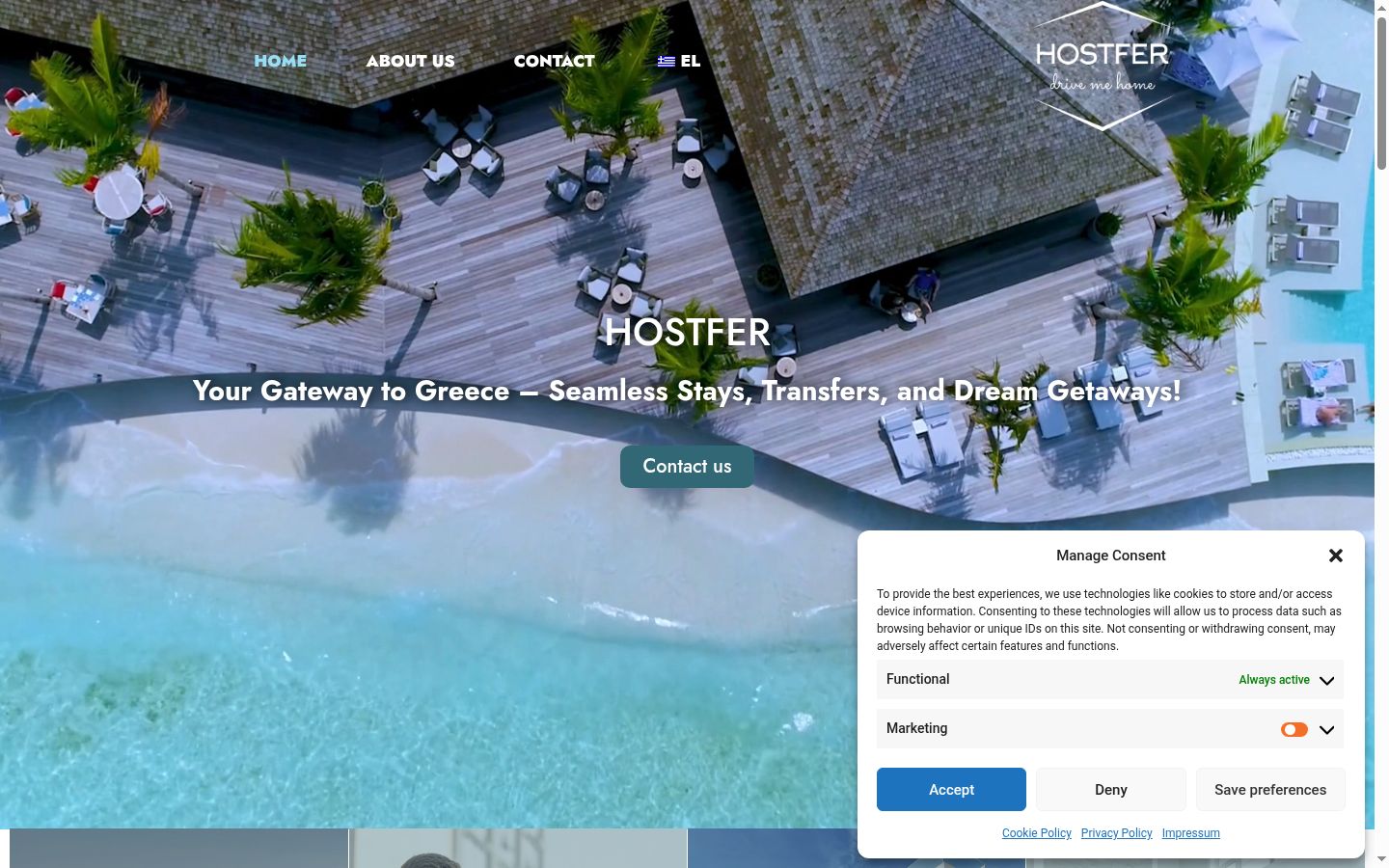 Screenshot del banner di consenso mostrato prima di qualsiasi interazione