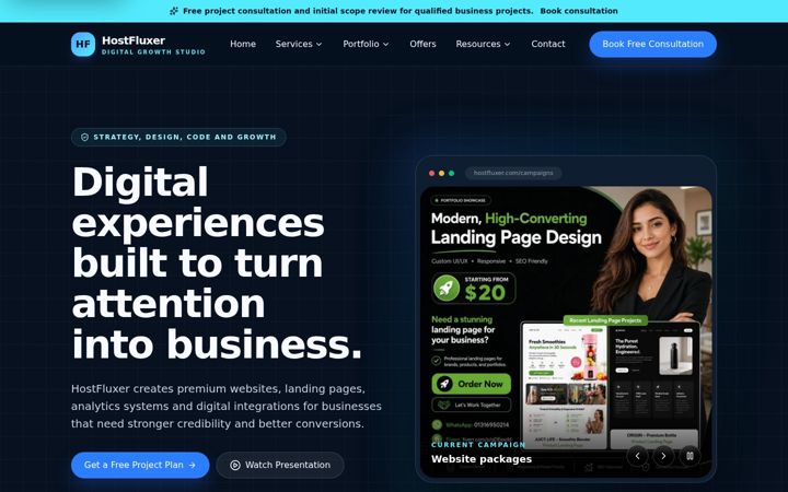 Screenshot of hostfluxer.com