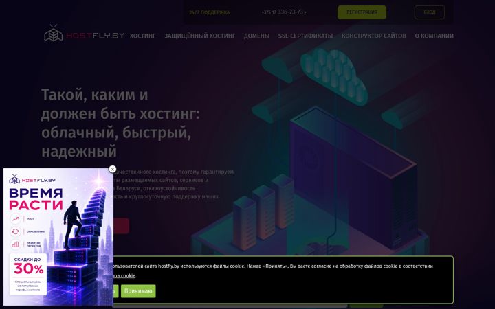 Ekrānuzņēmums no hostfly.by