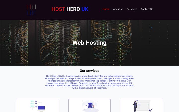 Screenshot von hosthero.uk