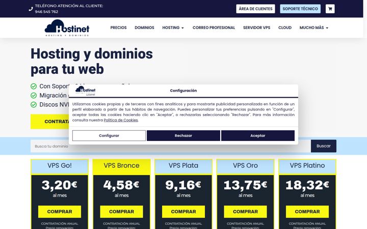 Screenshot di hostinet.com