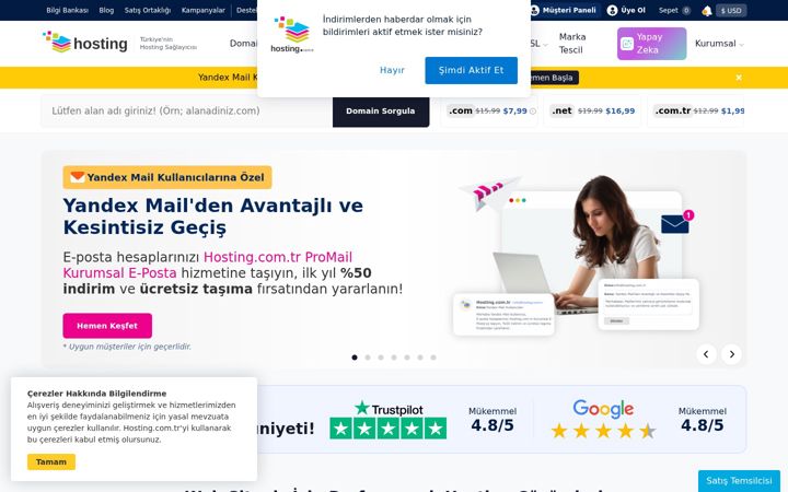 Screenshot ta' hosting.com.tr
