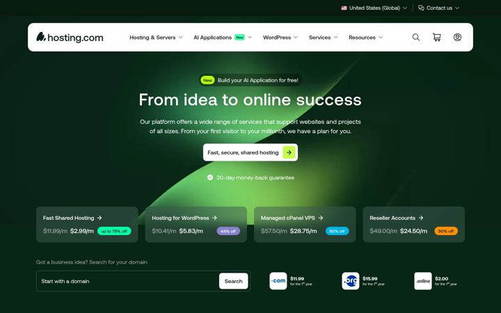 Screenshot ta' hosting.com