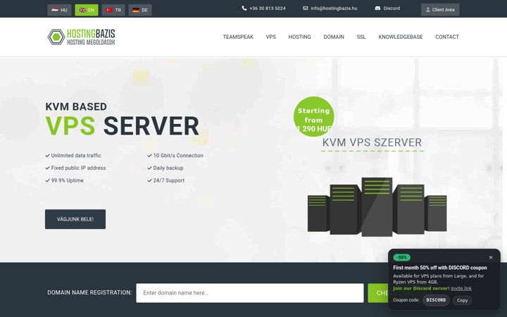 Screenshot of hostingbazis.hu