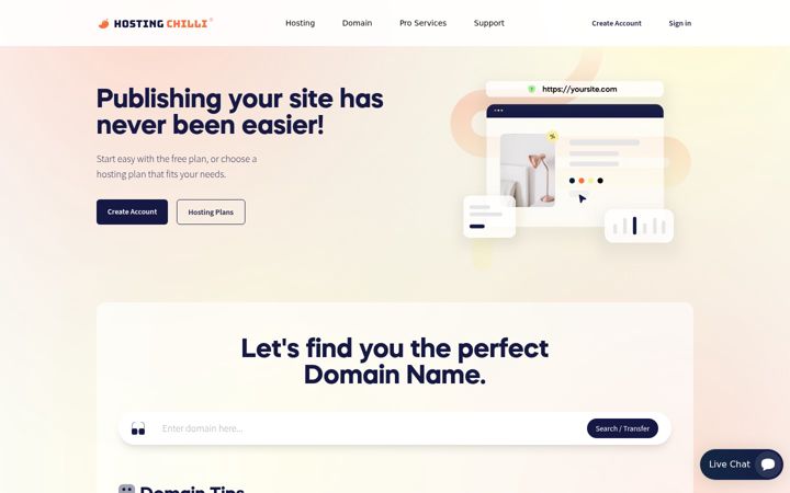 Screenshot of hostingchilli.com