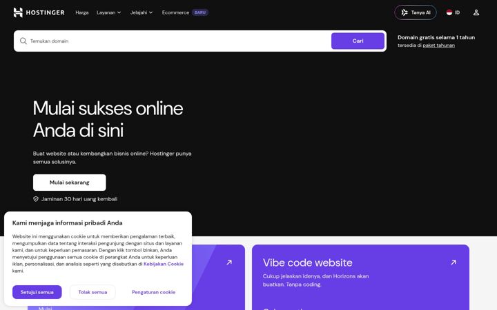 Screenshot of hostinger.co.id