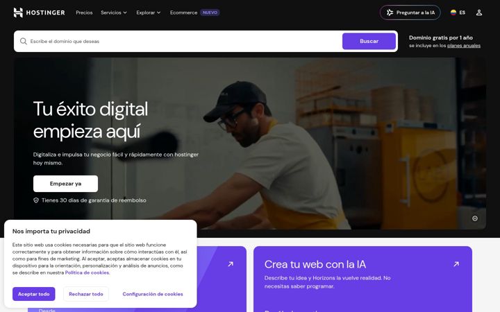 Screenshot ta' hostinger.co