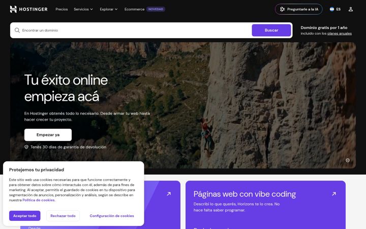 Screenshot of hostinger.com.ar