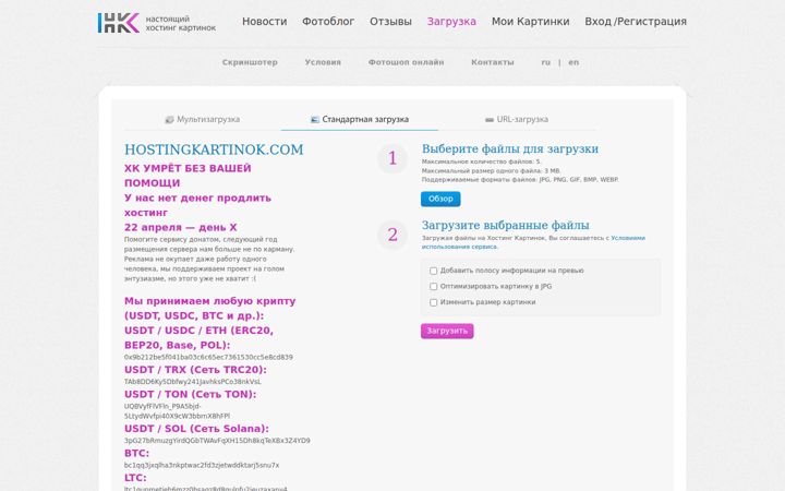Screenshot of hostingkartinok.com