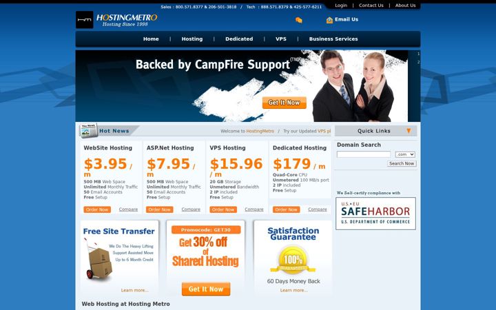 Screenshot of hostingmetro.com