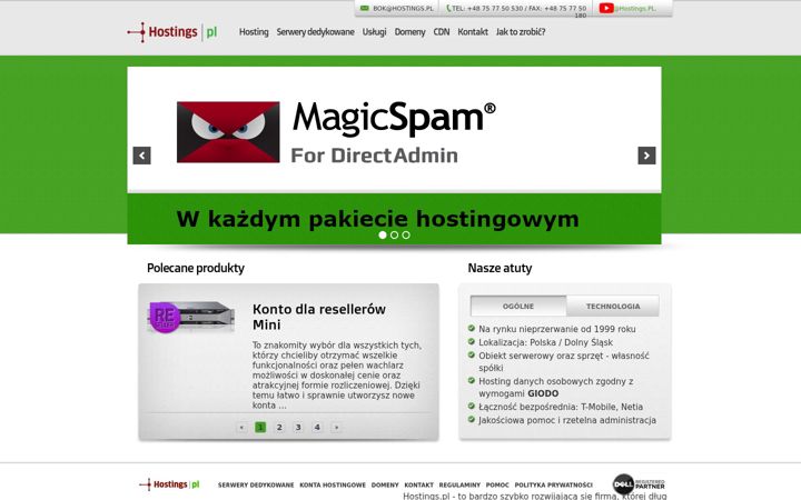 Snímek obrazovky hostings.pl