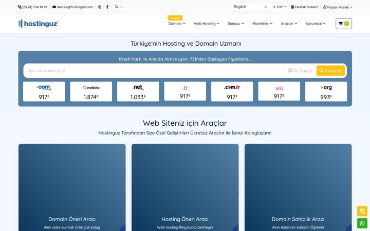 Ekraanipilt saidist hostinguz.com