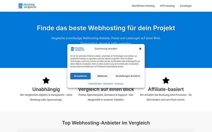 Screenshot of hostingvergleiche.de