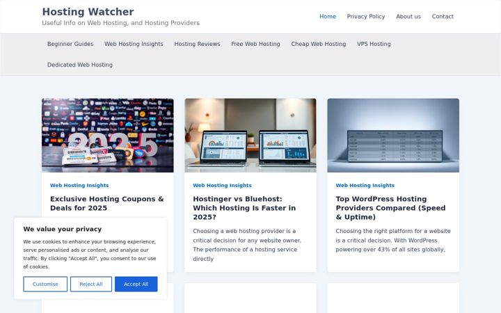 Screenshot of hostingwatcher.com
