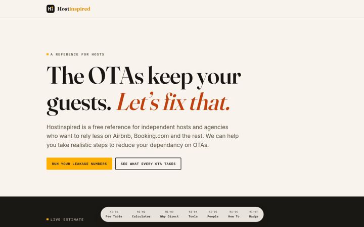 Screenshot of hostinspired.com