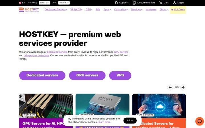 Screenshot of hostkey.com