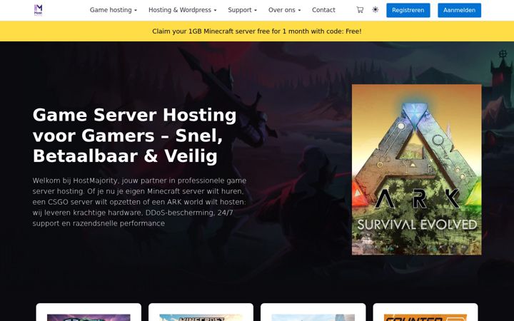 Screenshot of hostmajority.com