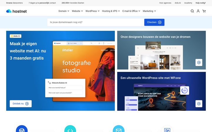 Screenshot stránky hostnet.nl