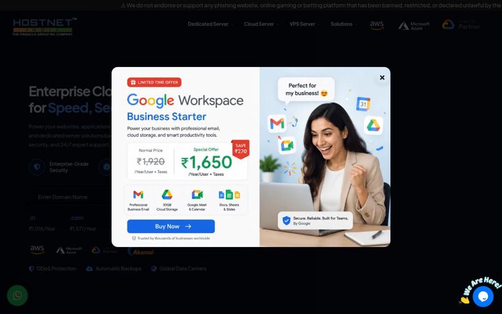 Screenshot of hostnetindia.com