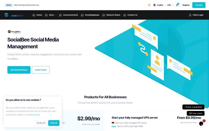 Screenshot of hostnot.com