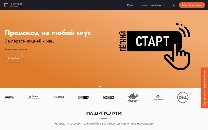 Screenshot ta' hostora.ru