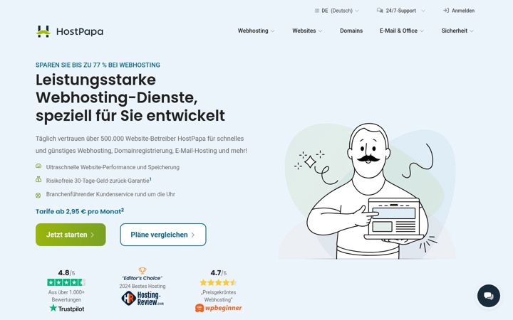 Screenshot of hostpapa.de