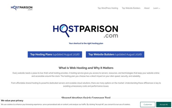 Screenshot of hostparison.com