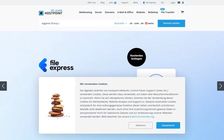 Képernyőkép: hostpoint.ch