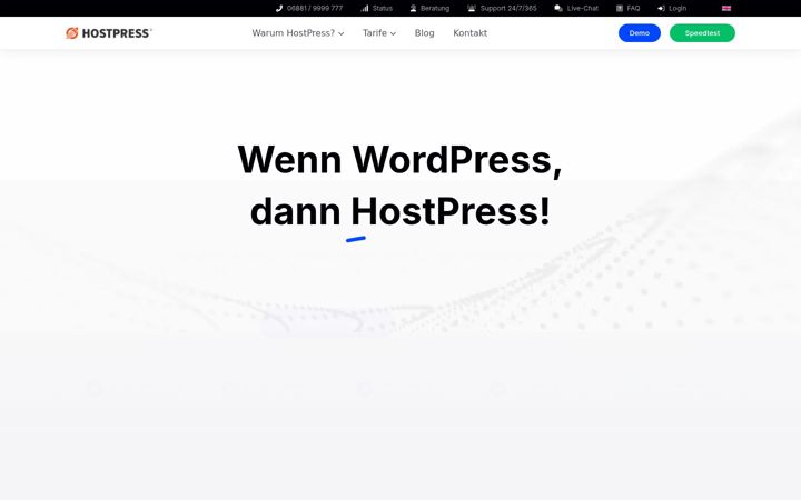 Captura de ecrã de hostpress.de