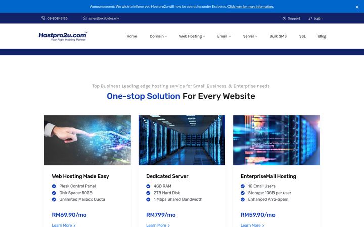 Screenshot of hostpro2u.com