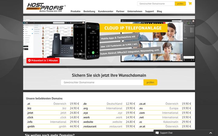 Ekrano kopija hostprofis.com
