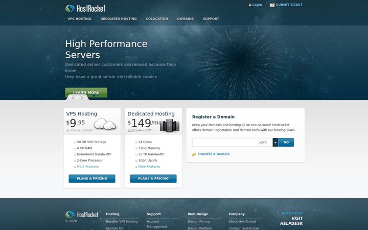 Screenshot of hostrocket.com
