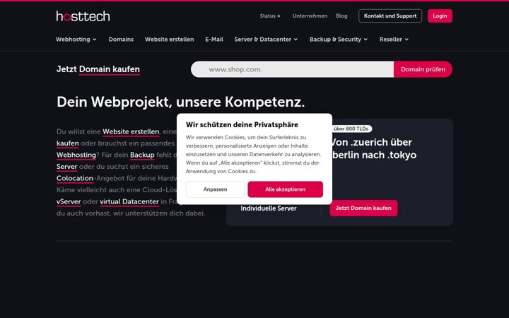Snimka zaslona za hosttech.ch