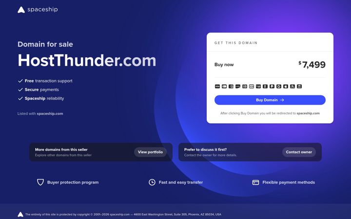 Screenshot of hostthunder.com