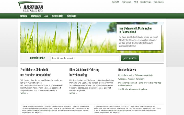 Screenshot of hostweb.de