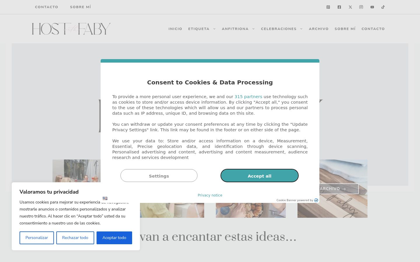 Screenshot of the consent banner shown before any interaction