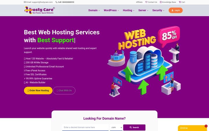 Snimka zaslona za hostycare.online