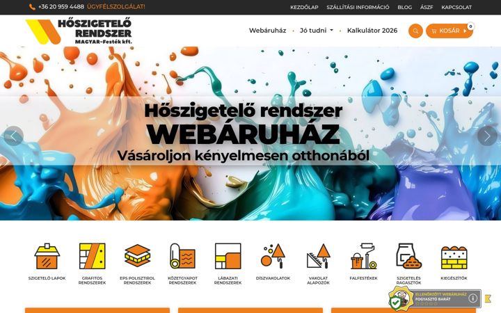Screenshot of hoszigetelorendszer.com