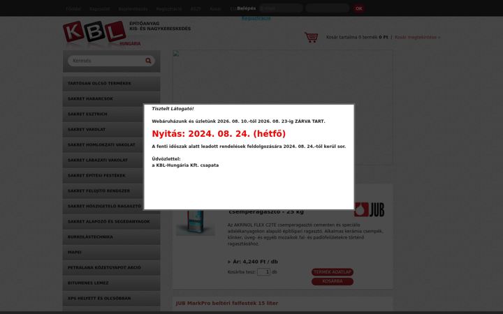 Screenshot of hoszigetelorendszer.net