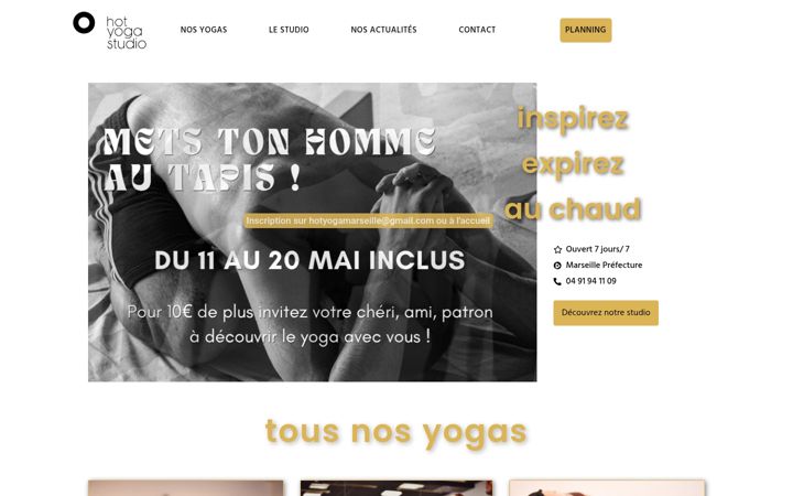 Screenshot of hot-yoga-studio-marseille.com