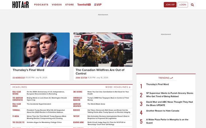 Screenshot του hotair.com