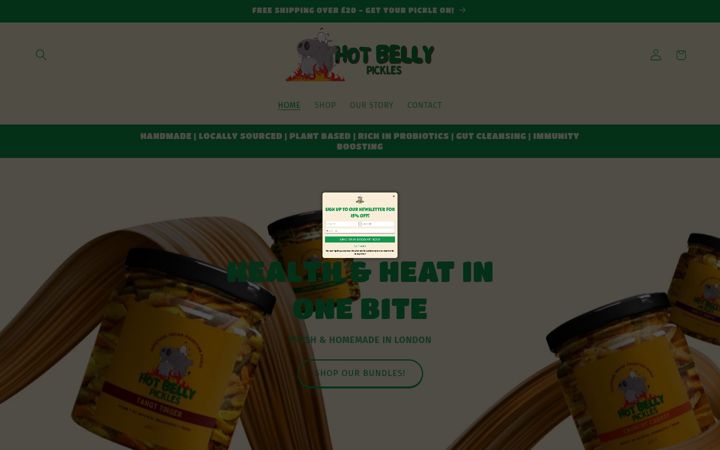 Screenshot of hotbellypickles.com