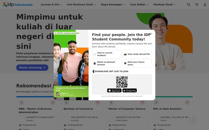 Screenshot stránky hotcourses.co.id
