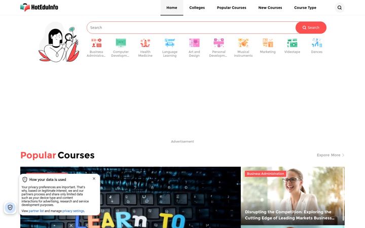 Screenshot of hoteduinfo.com