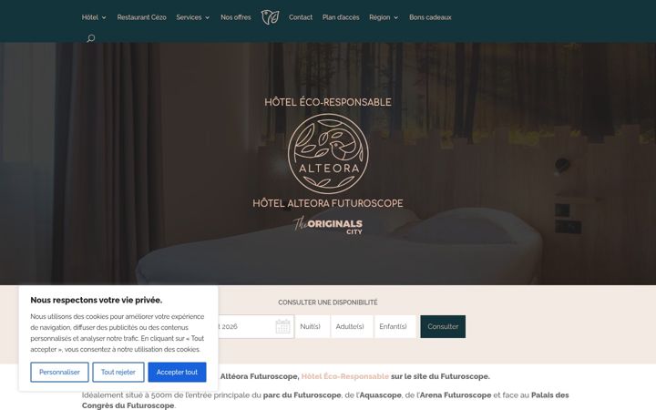 Screenshot of hotel-alteora-site-du-futuroscope.com